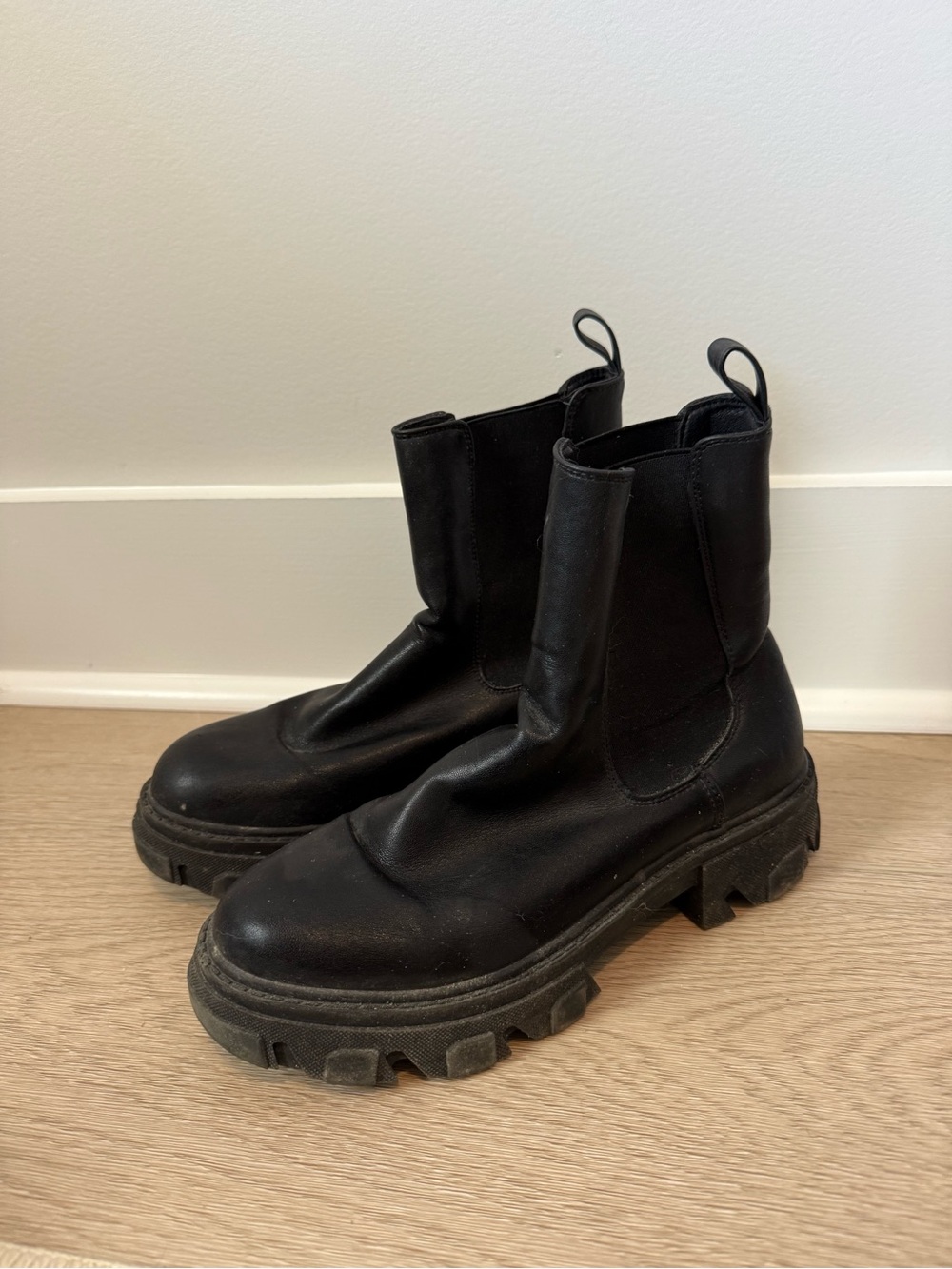 Steve Madden Black Chunky Combat Moto Boots